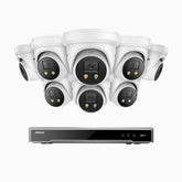 H800X - 4K 8 Kanal PoE Überwachungskamera-Set mit 8 Kameras, 1/1.8'' BSI Sensor, f/1.6 Aperture (0.003 Lux), alarmierung mit sirene und blitzlicht, 2CH 4K-Dekodierungsfunktion, personen- und fahrzeugerkennung, perimeterschutz